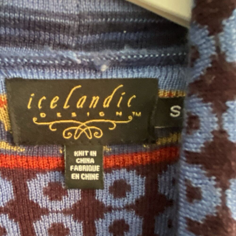 ICELANDIC DESIGN Knit Cardigan Wool Nordic Open Shawl Collar Sweater Size Small - Picture 2 of 6